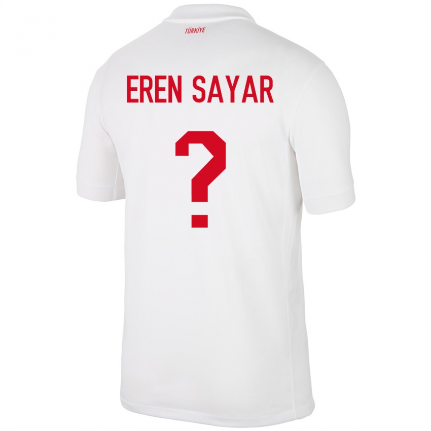 Niño Camiseta Turquía Emin Eren Sayar #0 Blanco 1ª Equipación 24-26 La Camisa Perú