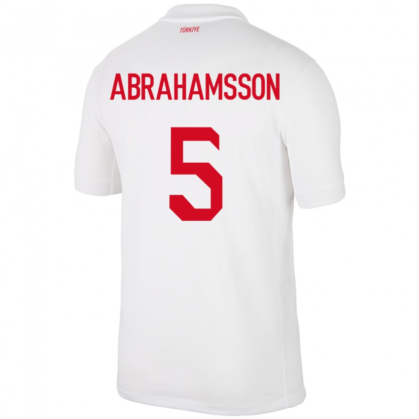 Niño Camiseta Turquía Sejde Aylin Abrahamsson #5 Blanco 1ª Equipación 24-26 La Camisa Perú