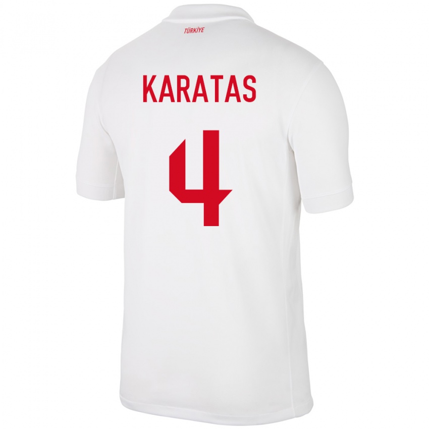 Niño Camiseta Turquía Eda Karataş #4 Blanco 1ª Equipación 24-26 La Camisa Perú