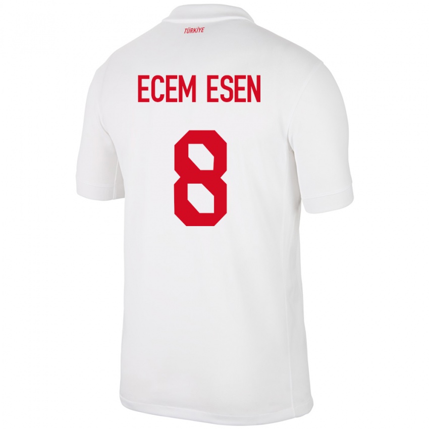 Niño Camiseta Turquía Emine Ecem Esen #8 Blanco 1ª Equipación 24-26 La Camisa Perú