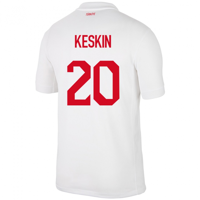 Niño Camiseta Turquía Elif Keskin #20 Blanco 1ª Equipación 24-26 La Camisa Perú