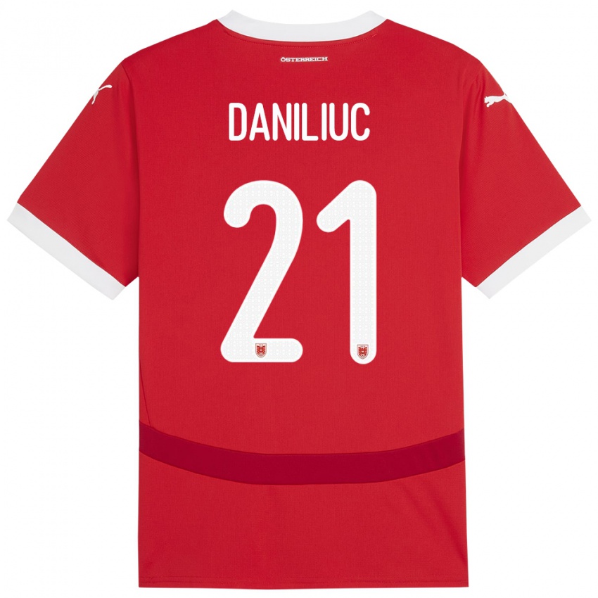 Niño Camiseta Austria Flavius Daniliuc #21 Rojo 1ª Equipación 24-26 La Camisa Perú