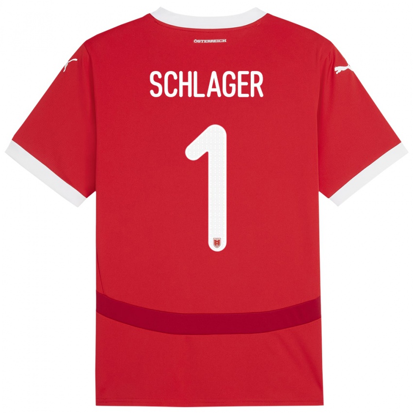 Niño Camiseta Austria Alexander Schlager #1 Rojo 1ª Equipación 24-26 La Camisa Perú