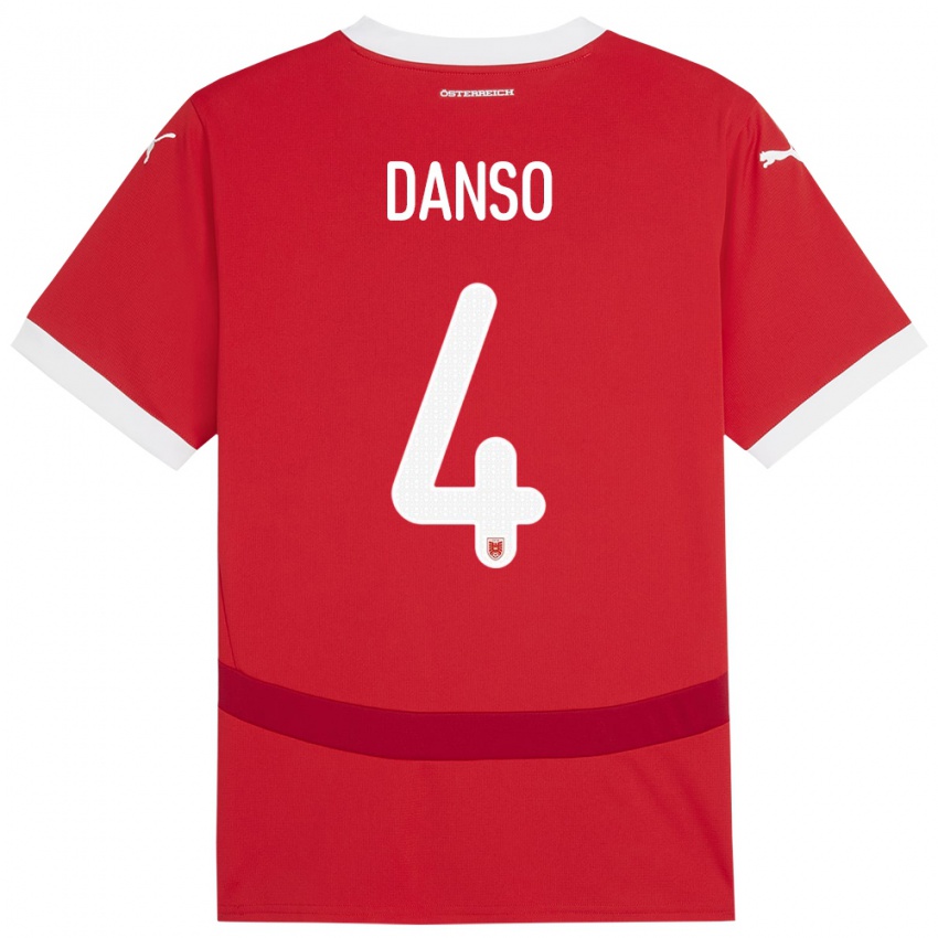 Niño Camiseta Austria Kevin Danso #4 Rojo 1ª Equipación 24-26 La Camisa Perú
