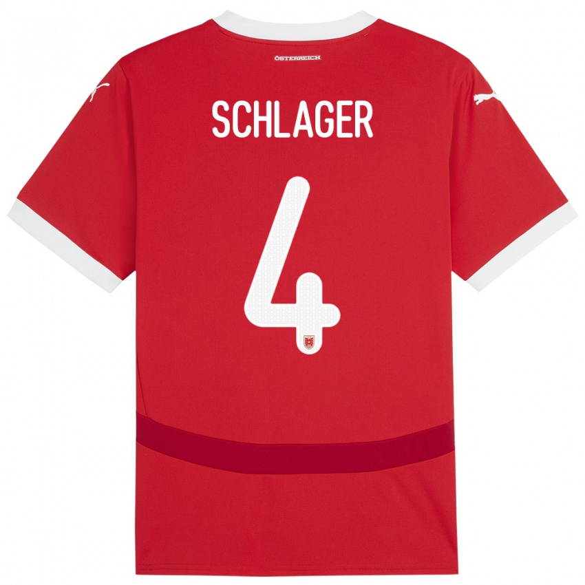 Niño Camiseta Austria Xaver Schlager #4 Rojo 1ª Equipación 24-26 La Camisa Perú