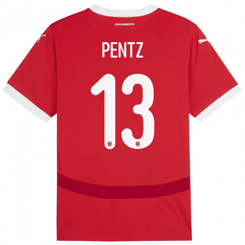 Niño Camiseta Austria Patrick Pentz #13 Rojo 1ª Equipación 24-26 La Camisa Perú