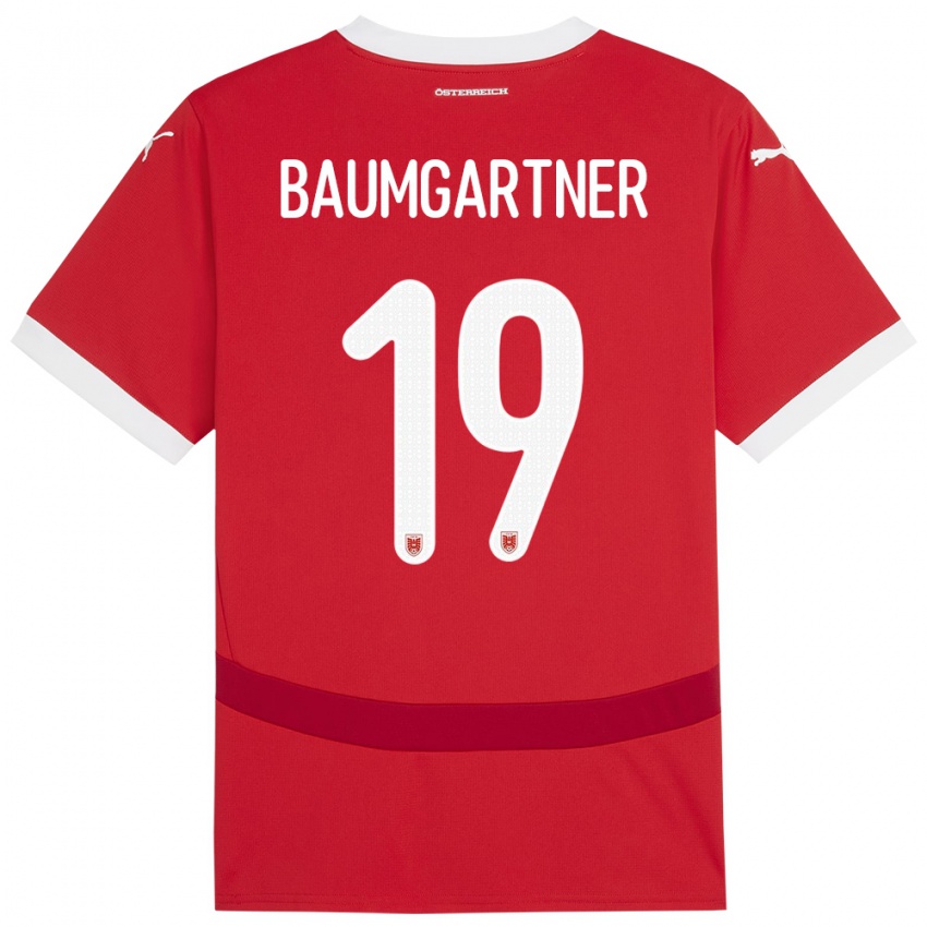 Niño Camiseta Austria Christoph Baumgartner #19 Rojo 1ª Equipación 24-26 La Camisa Perú