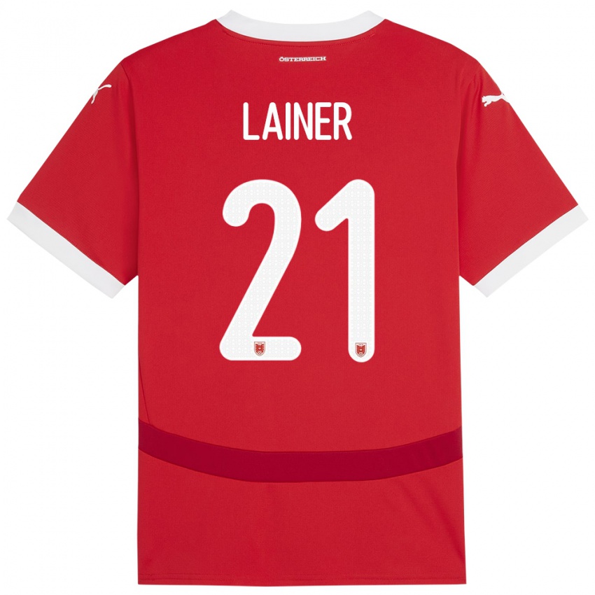 Niño Camiseta Austria Stefan Lainer #21 Rojo 1ª Equipación 24-26 La Camisa Perú