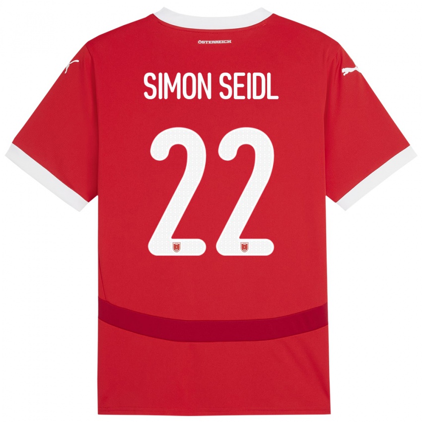 Niño Camiseta Austria Simon Seidl #22 Rojo 1ª Equipación 24-26 La Camisa Perú