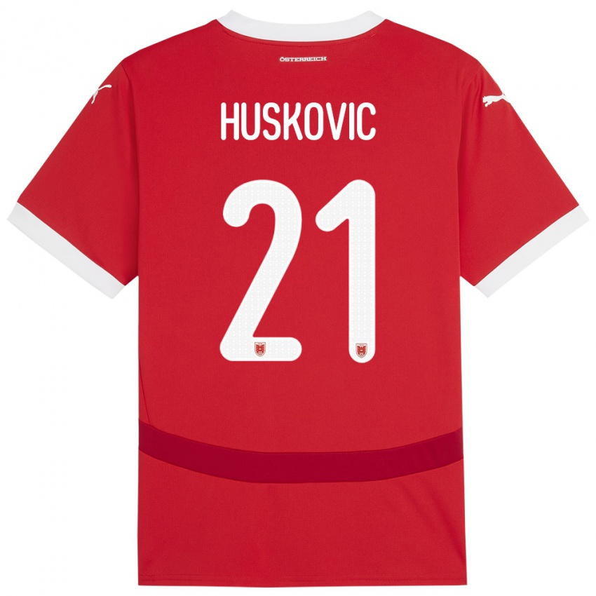 Niño Camiseta Austria Muharem Huskovic #21 Rojo 1ª Equipación 24-26 La Camisa Perú