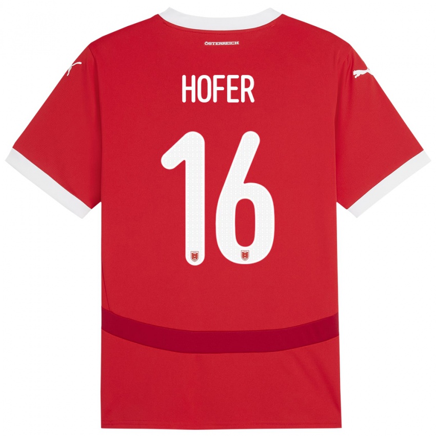 Niño Camiseta Austria Raphael Hofer #16 Rojo 1ª Equipación 24-26 La Camisa Perú