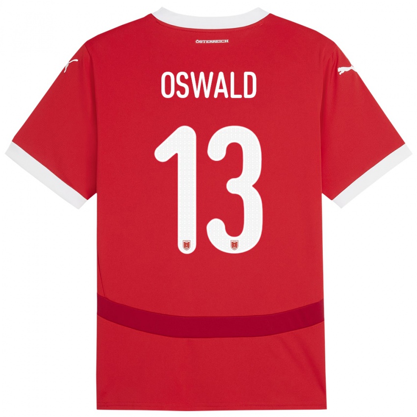 Niño Camiseta Austria Moritz Oswald #13 Rojo 1ª Equipación 24-26 La Camisa Perú