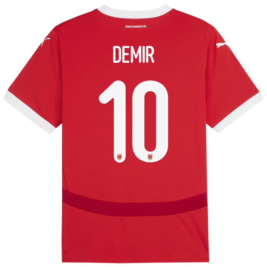 Niño Camiseta Austria Yusuf Demir #10 Rojo 1ª Equipación 24-26 La Camisa Perú