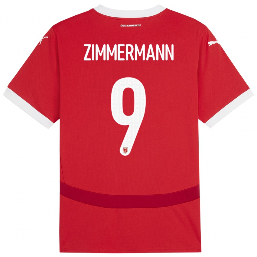 Niño Camiseta Austria Bernhard Zimmermann #9 Rojo 1ª Equipación 24-26 La Camisa Perú