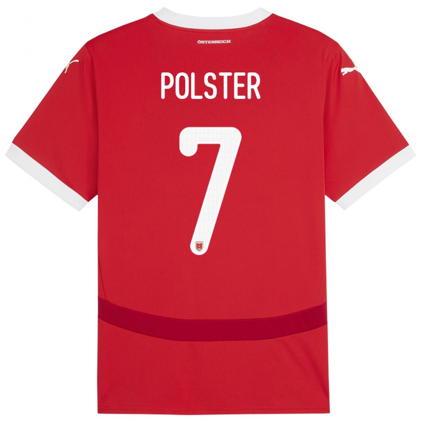 Niño Camiseta Austria Manuel Polster #7 Rojo 1ª Equipación 24-26 La Camisa Perú