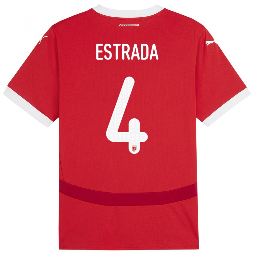 Niño Camiseta Austria Pascal Estrada #4 Rojo 1ª Equipación 24-26 La Camisa Perú