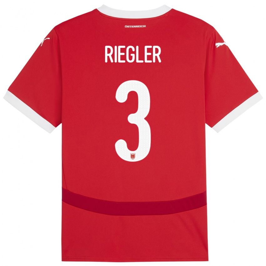 Niño Camiseta Austria David Riegler #3 Rojo 1ª Equipación 24-26 La Camisa Perú