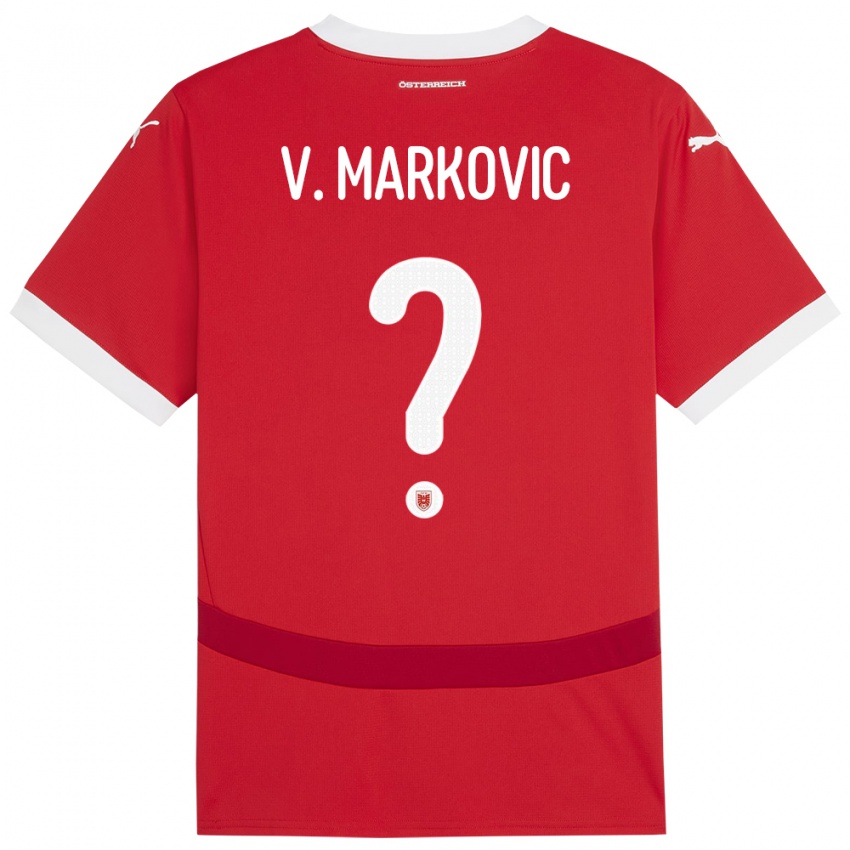 Niño Camiseta Austria Vasilije Markovic #0 Rojo 1ª Equipación 24-26 La Camisa Perú