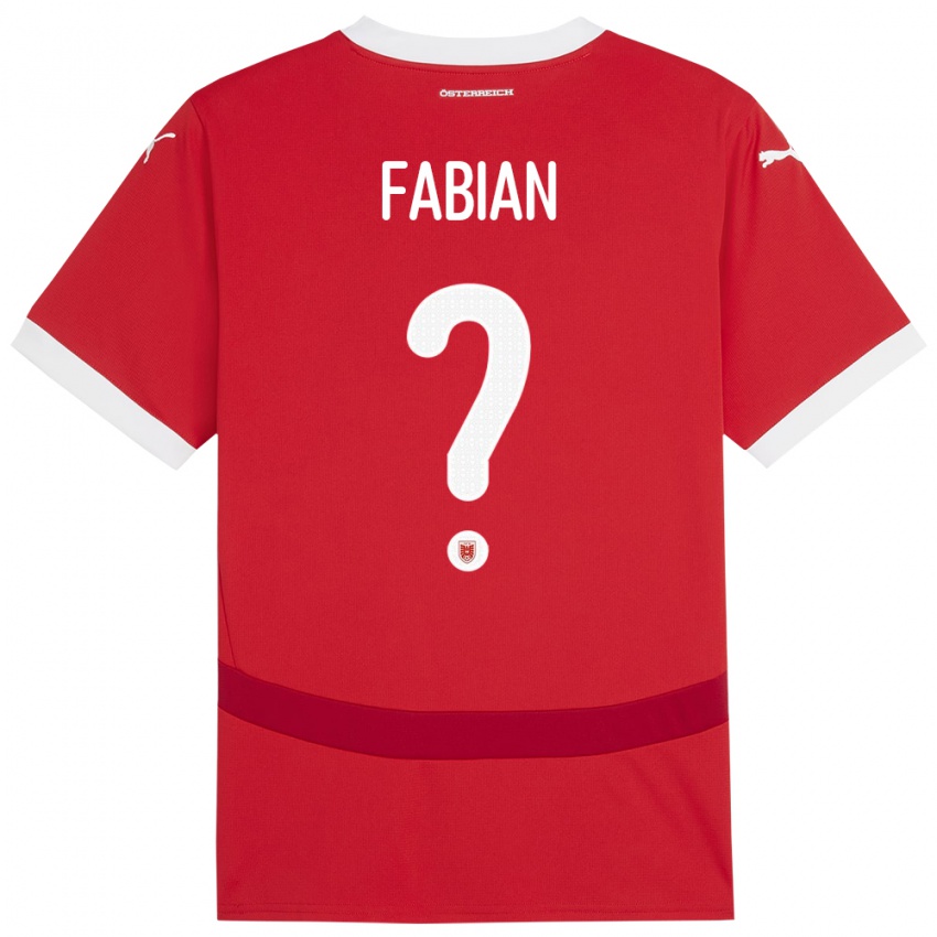 Niño Camiseta Austria Lukas Fabian #0 Rojo 1ª Equipación 24-26 La Camisa Perú