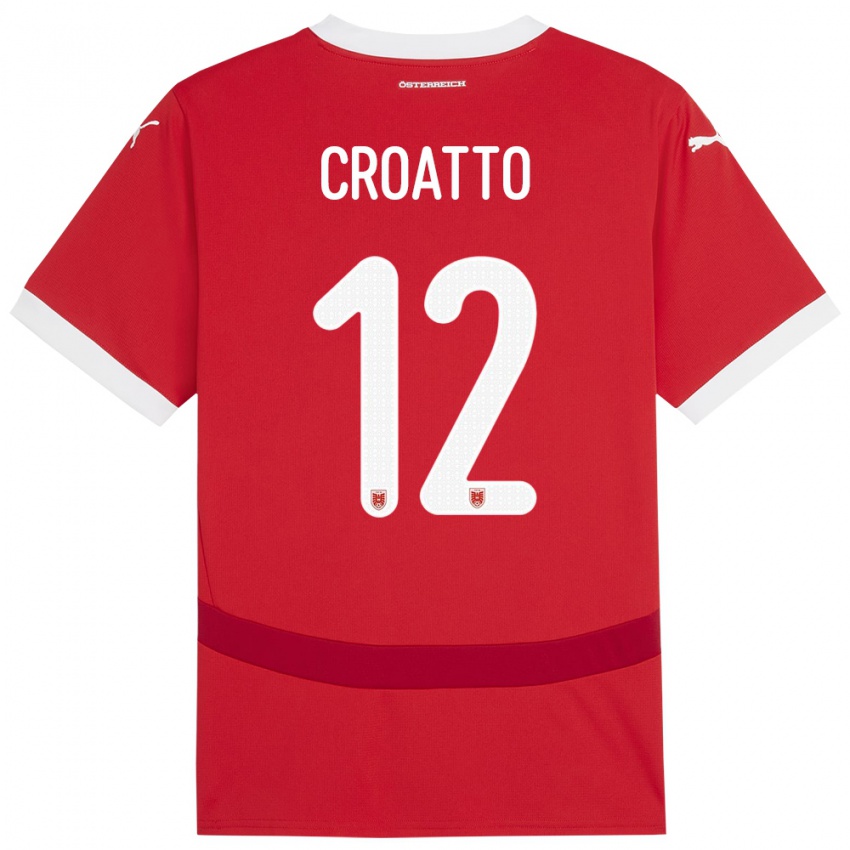 Niño Camiseta Austria Michela Croatto #12 Rojo 1ª Equipación 24-26 La Camisa Perú