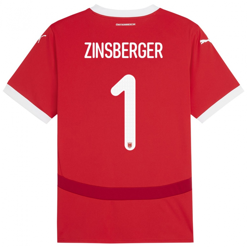 Niño Camiseta Austria Manuela Zinsberger #1 Rojo 1ª Equipación 24-26 La Camisa Perú