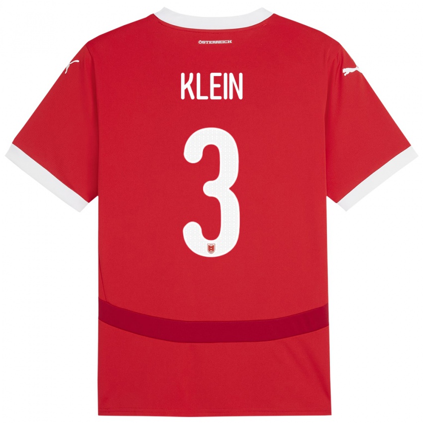 Niño Camiseta Austria Jennifer Klein #3 Rojo 1ª Equipación 24-26 La Camisa Perú