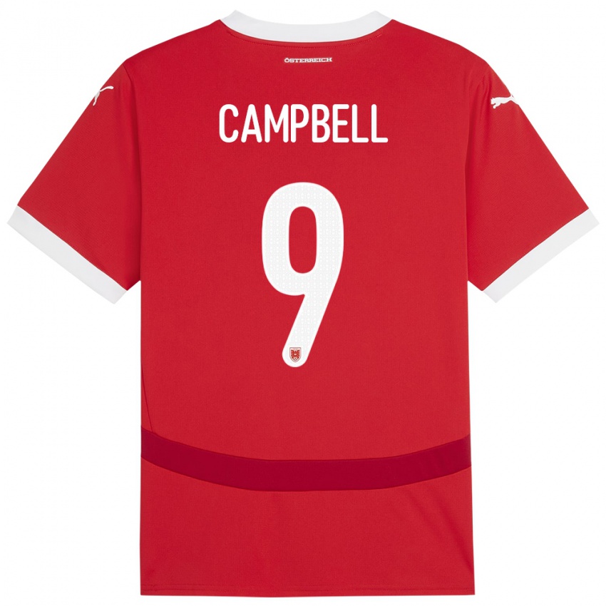 Niño Camiseta Austria Eileen Campbell #9 Rojo 1ª Equipación 24-26 La Camisa Perú