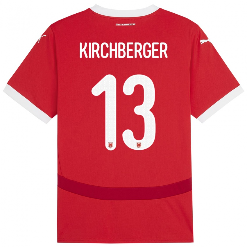 Niño Camiseta Austria Virginia Kirchberger #13 Rojo 1ª Equipación 24-26 La Camisa Perú