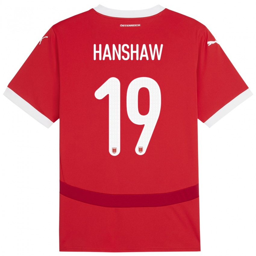 Niño Camiseta Austria Verena Hanshaw #19 Rojo 1ª Equipación 24-26 La Camisa Perú