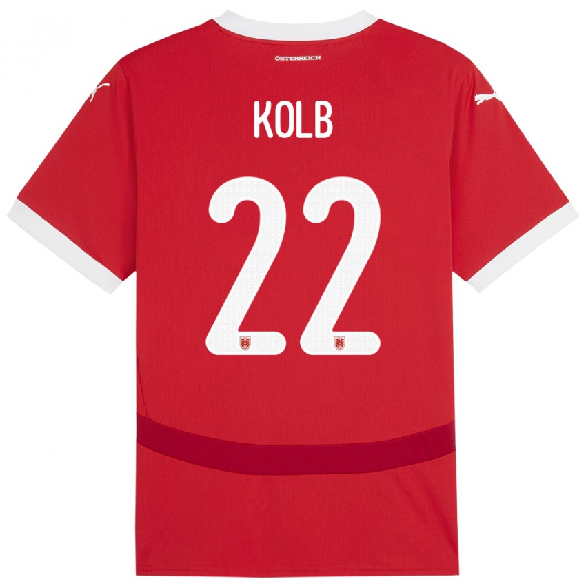 Niño Camiseta Austria Lisa Kolb #22 Rojo 1ª Equipación 24-26 La Camisa Perú