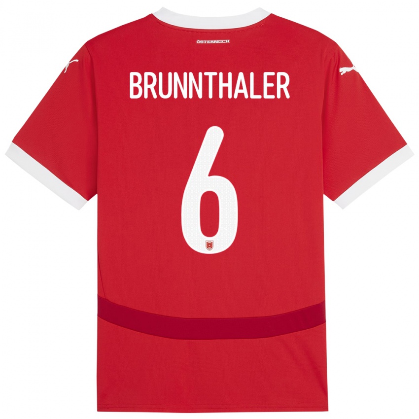 Niño Camiseta Austria Melanie Brunnthaler #6 Rojo 1ª Equipación 24-26 La Camisa Perú