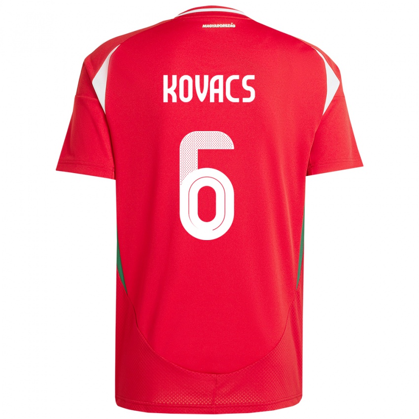 Niño Camiseta Hungría Noel Kovács #6 Rojo 1ª Equipación 24-26 La Camisa Perú