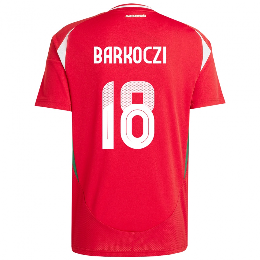 Niño Camiseta Hungría Barnabás Barkóczi #18 Rojo 1ª Equipación 24-26 La Camisa Perú