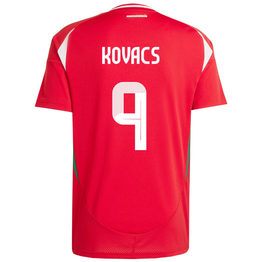 Niño Camiseta Hungría Patrik Kovács #9 Rojo 1ª Equipación 24-26 La Camisa Perú