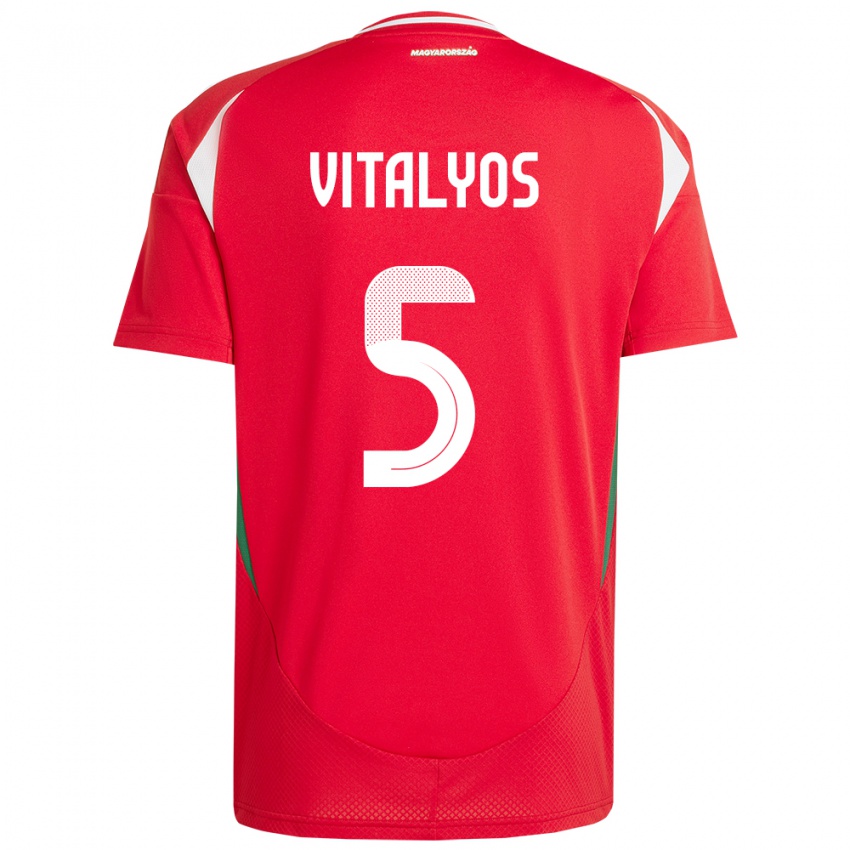 Niño Camiseta Hungría Viktor Vitályos #5 Rojo 1ª Equipación 24-26 La Camisa Perú