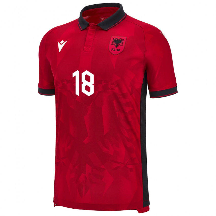 Niño Camiseta Albania Jon Mersinaj #18 Rojo 1ª Equipación 24-26 La Camisa Perú