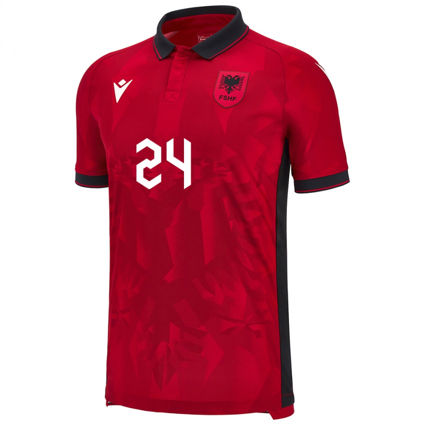 Niño Camiseta Albania Marash Kumbulla #24 Rojo 1ª Equipación 24-26 La Camisa Perú