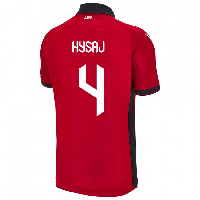 Niño Camiseta Albania Elseid Hysaj #4 Rojo 1ª Equipación 24-26 La Camisa Perú