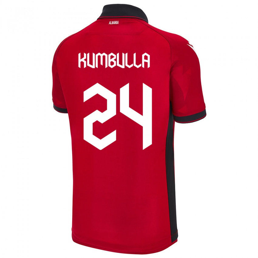 Niño Camiseta Albania Marash Kumbulla #24 Rojo 1ª Equipación 24-26 La Camisa Perú