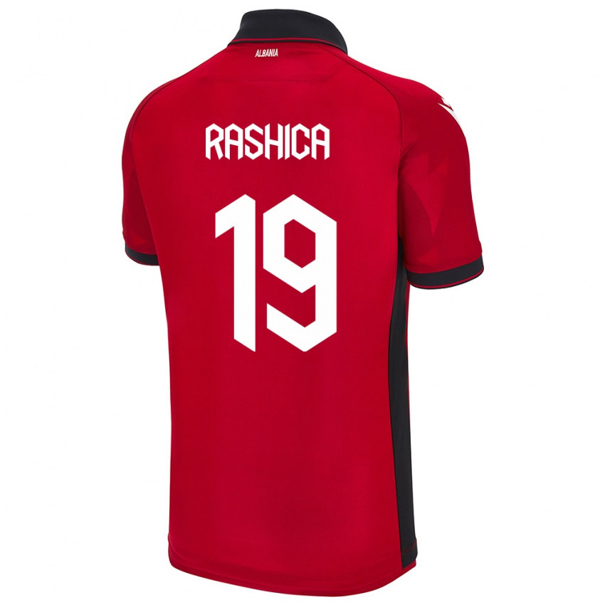 Niño Camiseta Albania Ermir Rashica #19 Rojo 1ª Equipación 24-26 La Camisa Perú