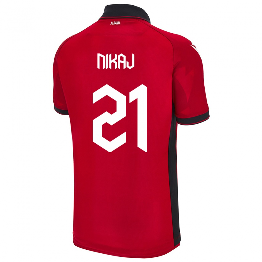 Niño Camiseta Albania Ardit Nikaj #21 Rojo 1ª Equipación 24-26 La Camisa Perú