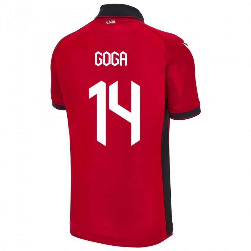 Niño Camiseta Albania Ergi Goga #14 Rojo 1ª Equipación 24-26 La Camisa Perú