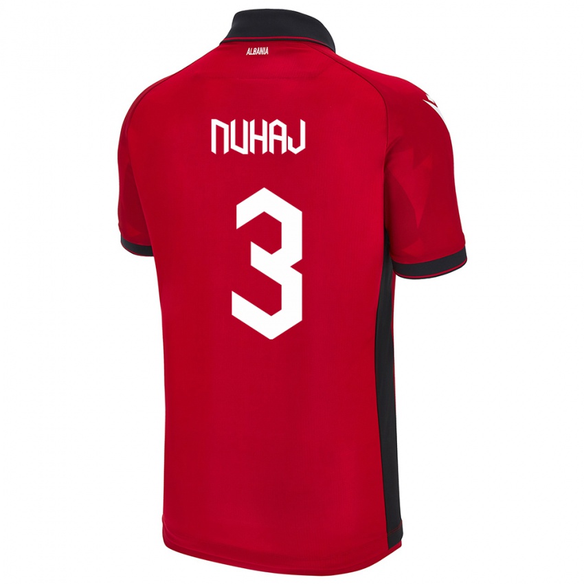 Niño Camiseta Albania Fabjano Nuhaj #3 Rojo 1ª Equipación 24-26 La Camisa Perú