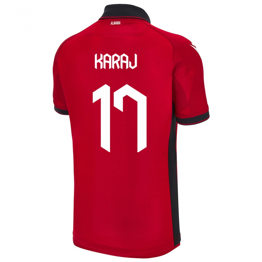 Niño Camiseta Albania Eraldo Karaj #17 Rojo 1ª Equipación 24-26 La Camisa Perú