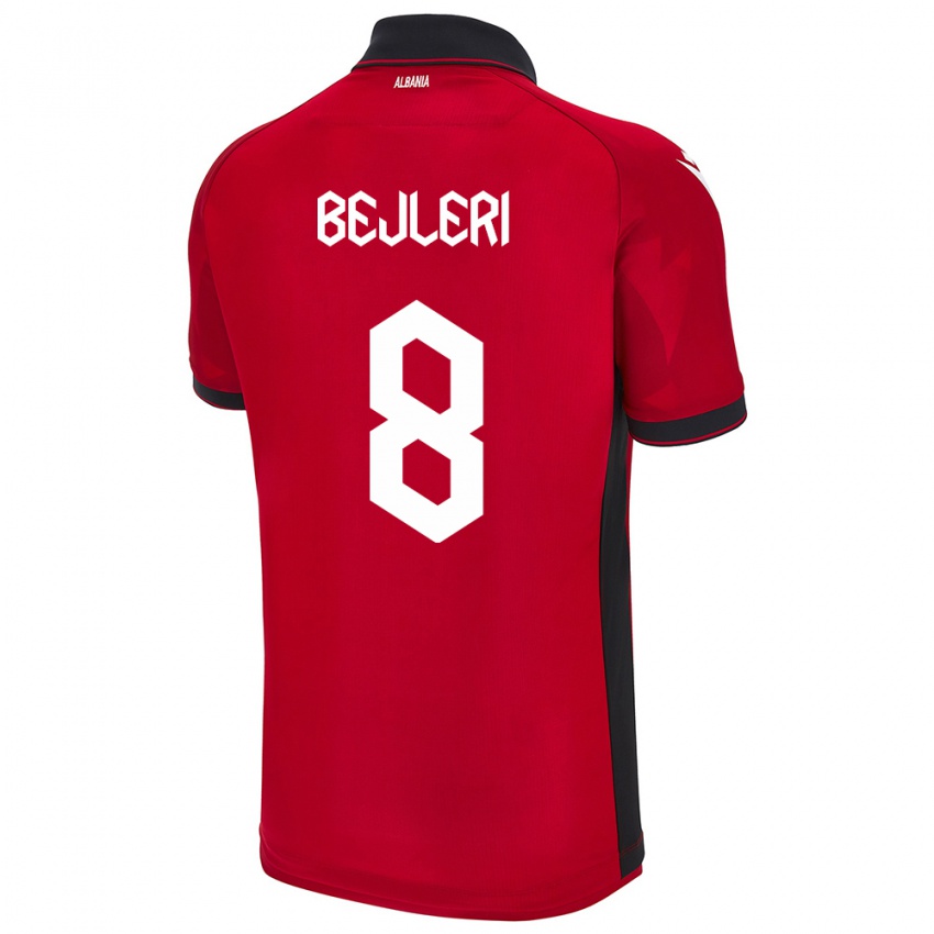 Niño Camiseta Albania Markela Bejleri #8 Rojo 1ª Equipación 24-26 La Camisa Perú