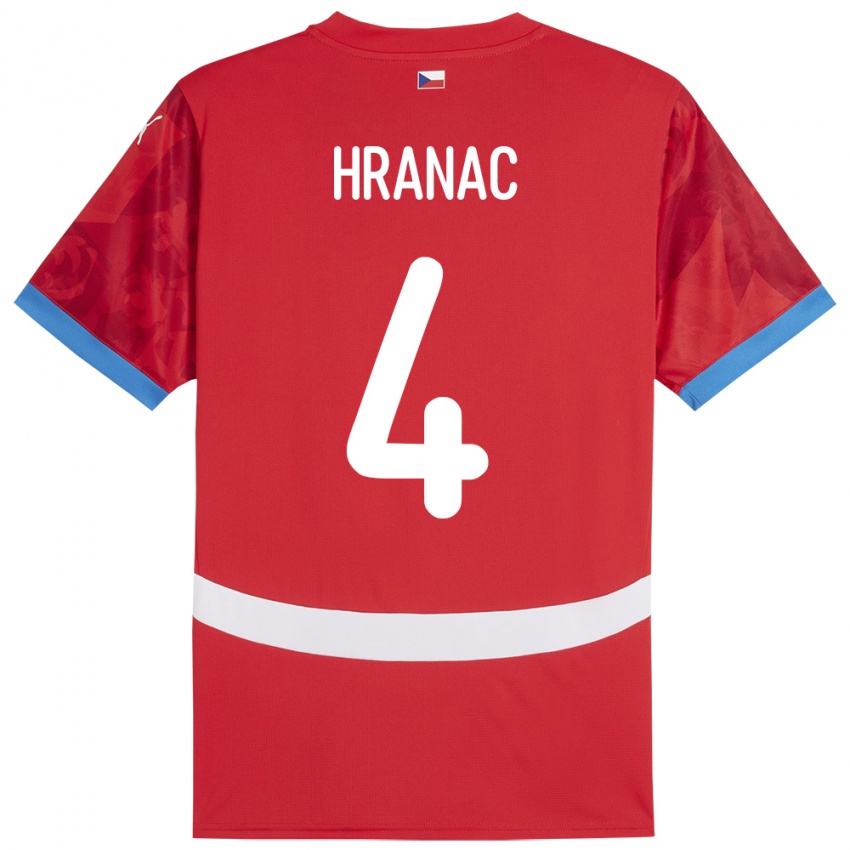 Niño Camiseta Chequia Robin Hranac #4 Rojo 1ª Equipación 24-26 La Camisa Perú