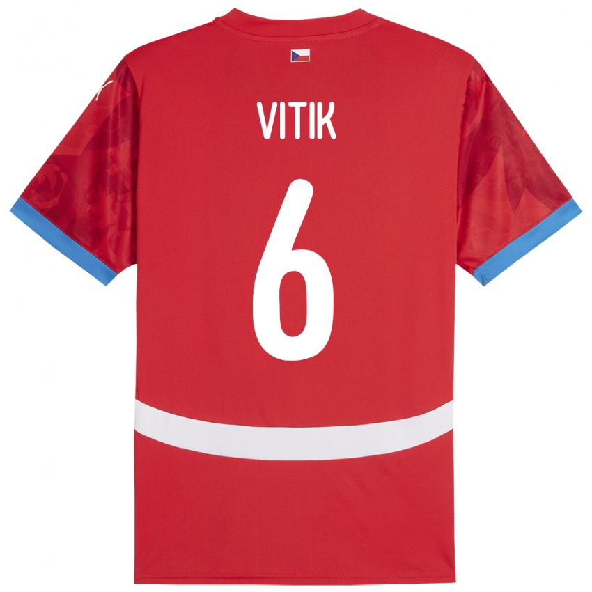 Niño Camiseta Chequia Martin Vitík #6 Rojo 1ª Equipación 24-26 La Camisa Perú