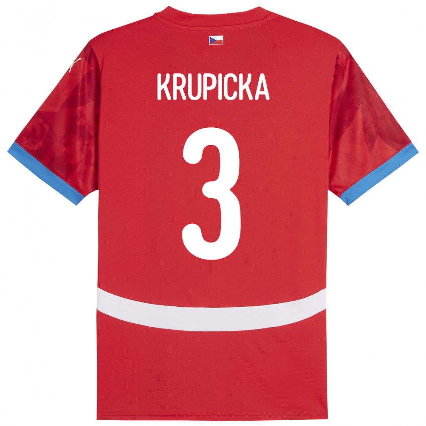 Niño Camiseta Chequia David Krupicka #3 Rojo 1ª Equipación 24-26 La Camisa Perú