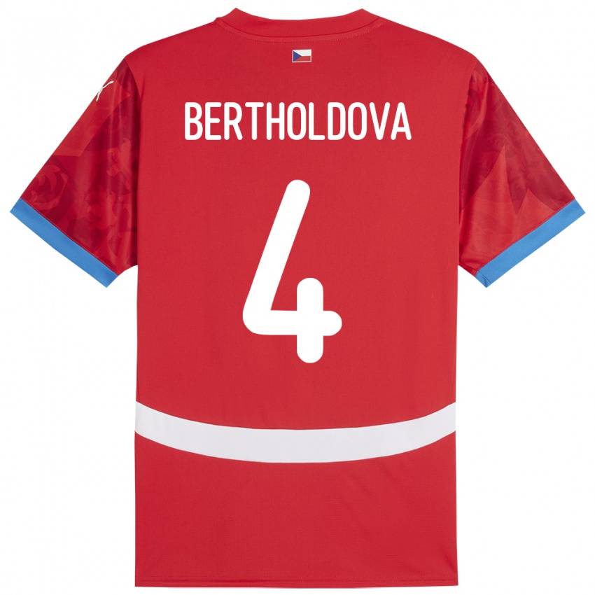 Niño Camiseta Chequia Petra Bertholdová #4 Rojo 1ª Equipación 24-26 La Camisa Perú