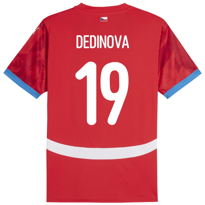 Niño Camiseta Chequia Aneta Dědinová #19 Rojo 1ª Equipación 24-26 La Camisa Perú